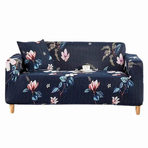 Tie-N-Dye Premium Wrinkle-Free Elastic Stretchable | Washable| Elastic Sofa Cover - Blue Jasmine (SC-047)