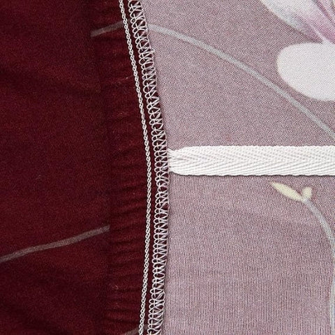 Tie-N-Dye Premium Wrinkle-Free Elastic Stretchable | Washable| Elastic Sofa Cover - Wine red Flowers (SC-046)
