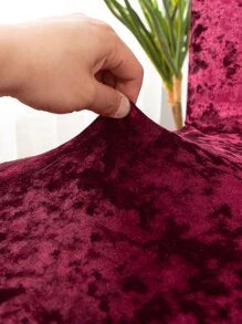 Tie-N-Dye Premium Wrinkle-Free Stretchable | Washable Plain Velvet Chair Covers | Maroon (QHCC-092)
