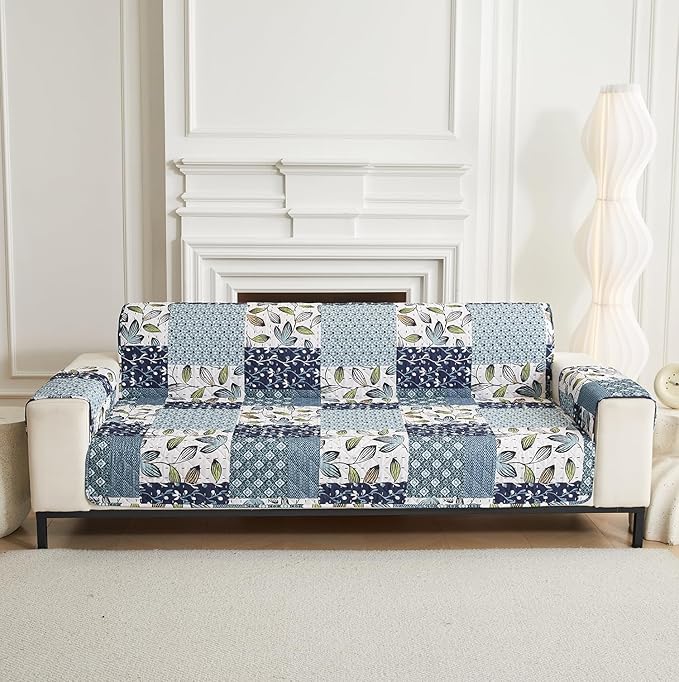 NON SLIP QUILTED SOFA PROTECTOR MAT - THICK PRINTED WITH STRAP