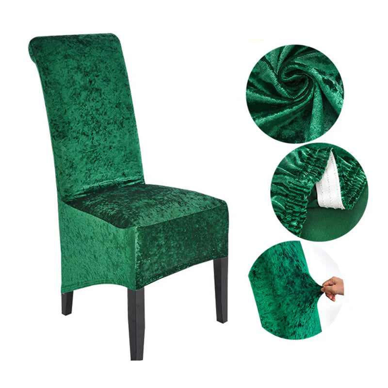 Tie-N-Dye Premium Wrinkle-Free Stretchable | Washable Plain|Velvet Chair Covers |Rama Green (QHCC-135)
