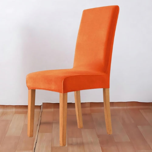 Tie-N-Dye Premium Wrinkle-Free Stretchable | Washable Plain Velvet Chair Covers | Light Orange (QHCC-169)