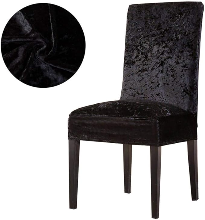 Tie-N-Dye Premium Wrinkle-Free Stretchable Chair Covers, Velvet Elegance Black (QHCC-112)