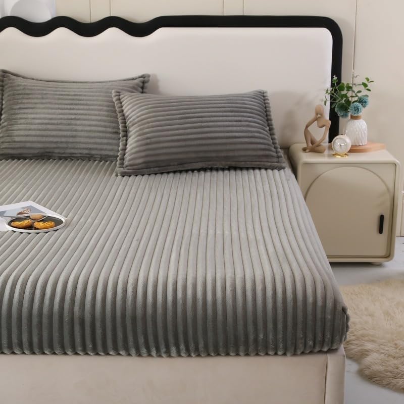 Luxe Rabbit Fur Fitted Sheet - Grey / KING SIZE (72X78)