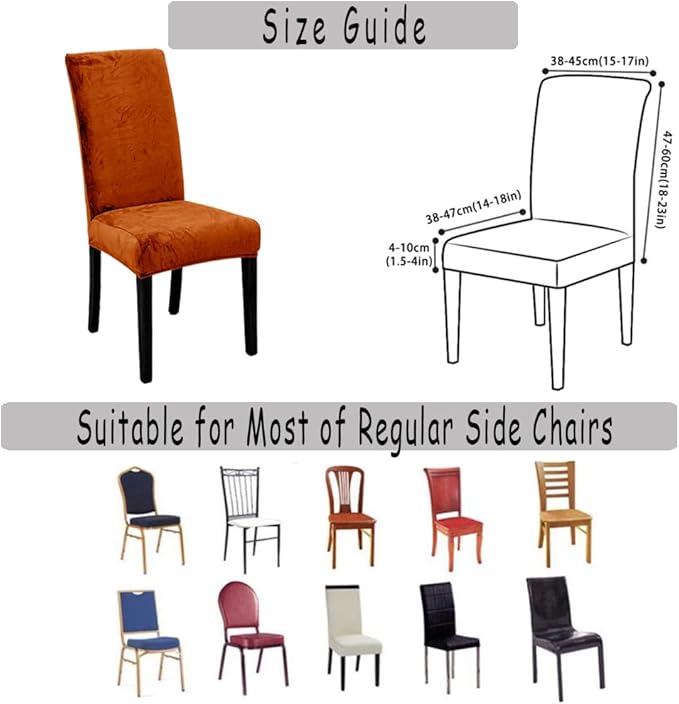Tie-N-Dye Premium Wrinkle-Free Stretchable | Washable Plain Velvet Chair Covers | Light Orange (QHCC-169)