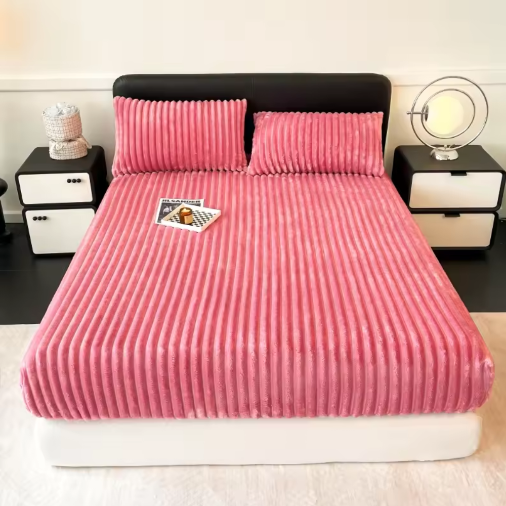 Luxe Rabbit Fur Fitted Sheet - Pink / KING SIZE (72X78)