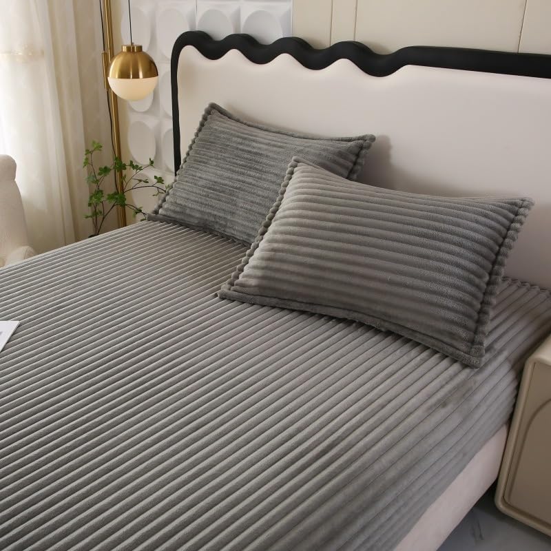 Luxe Rabbit Fur Fitted Sheet - Grey / KING SIZE (72X78)