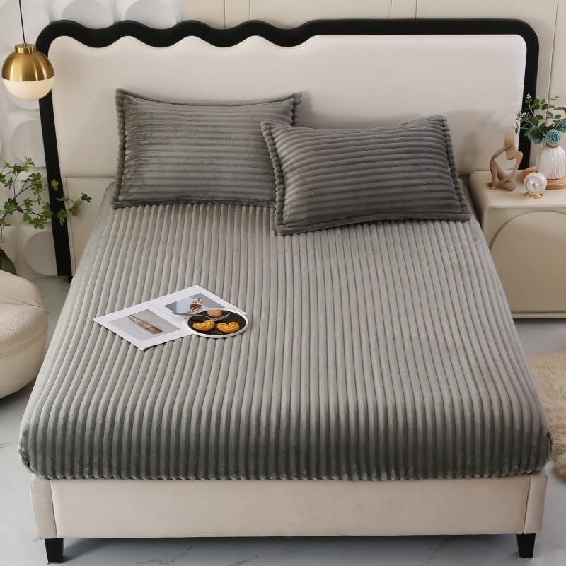 Luxe Rabbit Fur Fitted Sheet - Grey / KING SIZE (72X78)