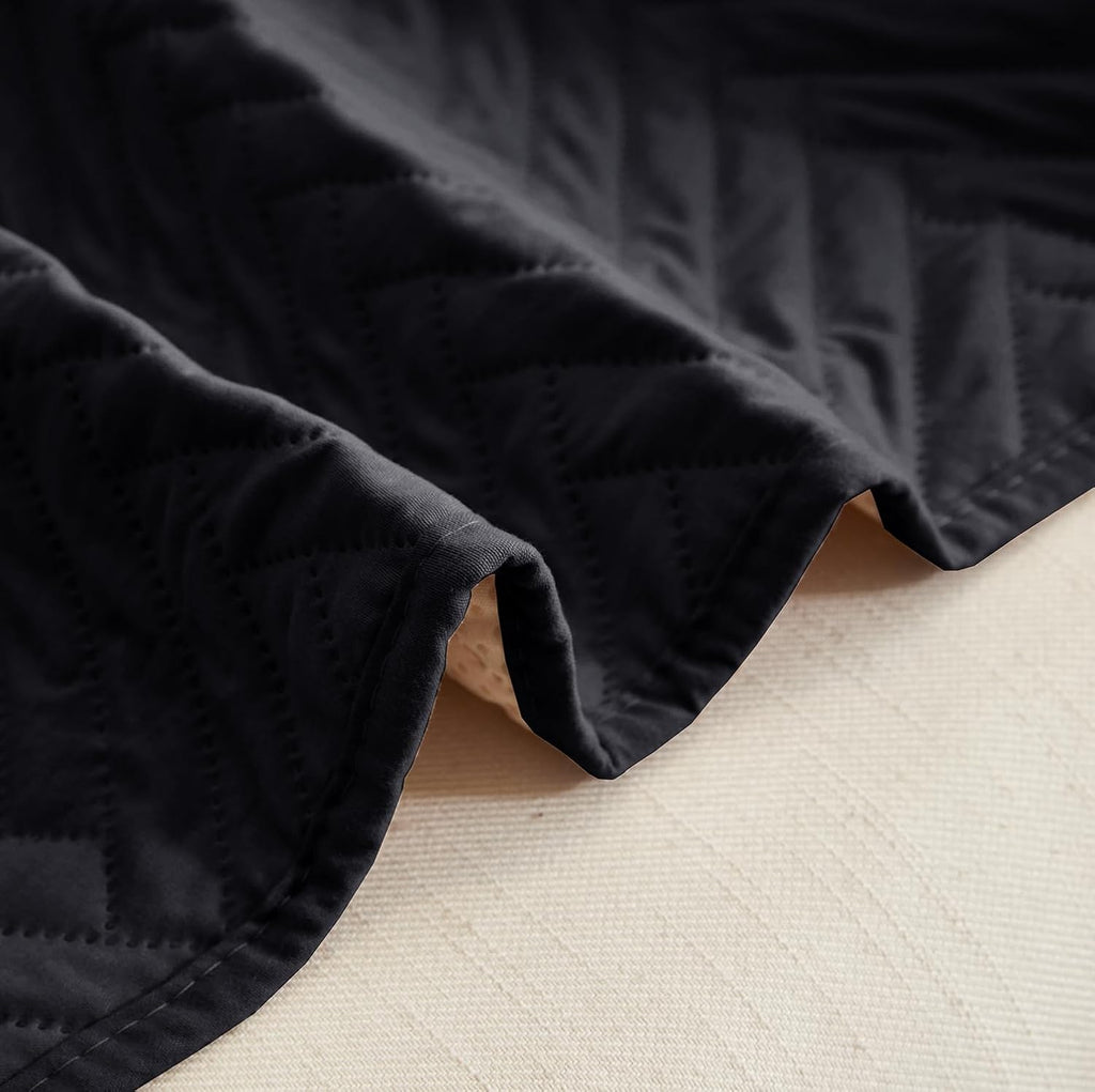 NON SLIP QUILTED SOFA PROTECTOR MAT - PLAIN BLACK