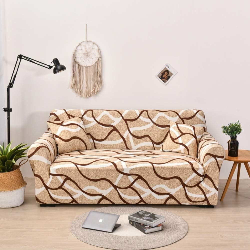 tie-n-dye Exclusive Stretchable Sofa Cover - Wave Brown