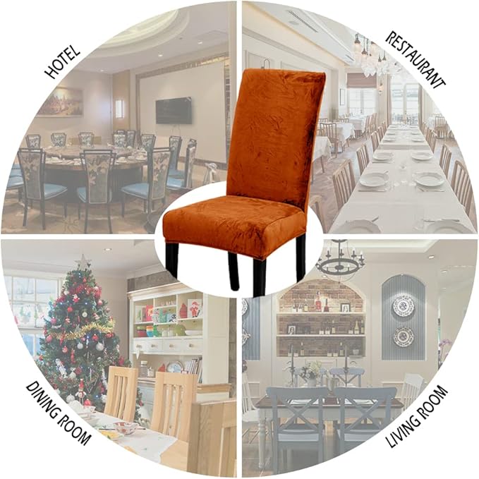 Tie-N-Dye Premium Wrinkle-Free Stretchable | Washable Plain Velvet Chair Covers | Light Orange (QHCC-169)