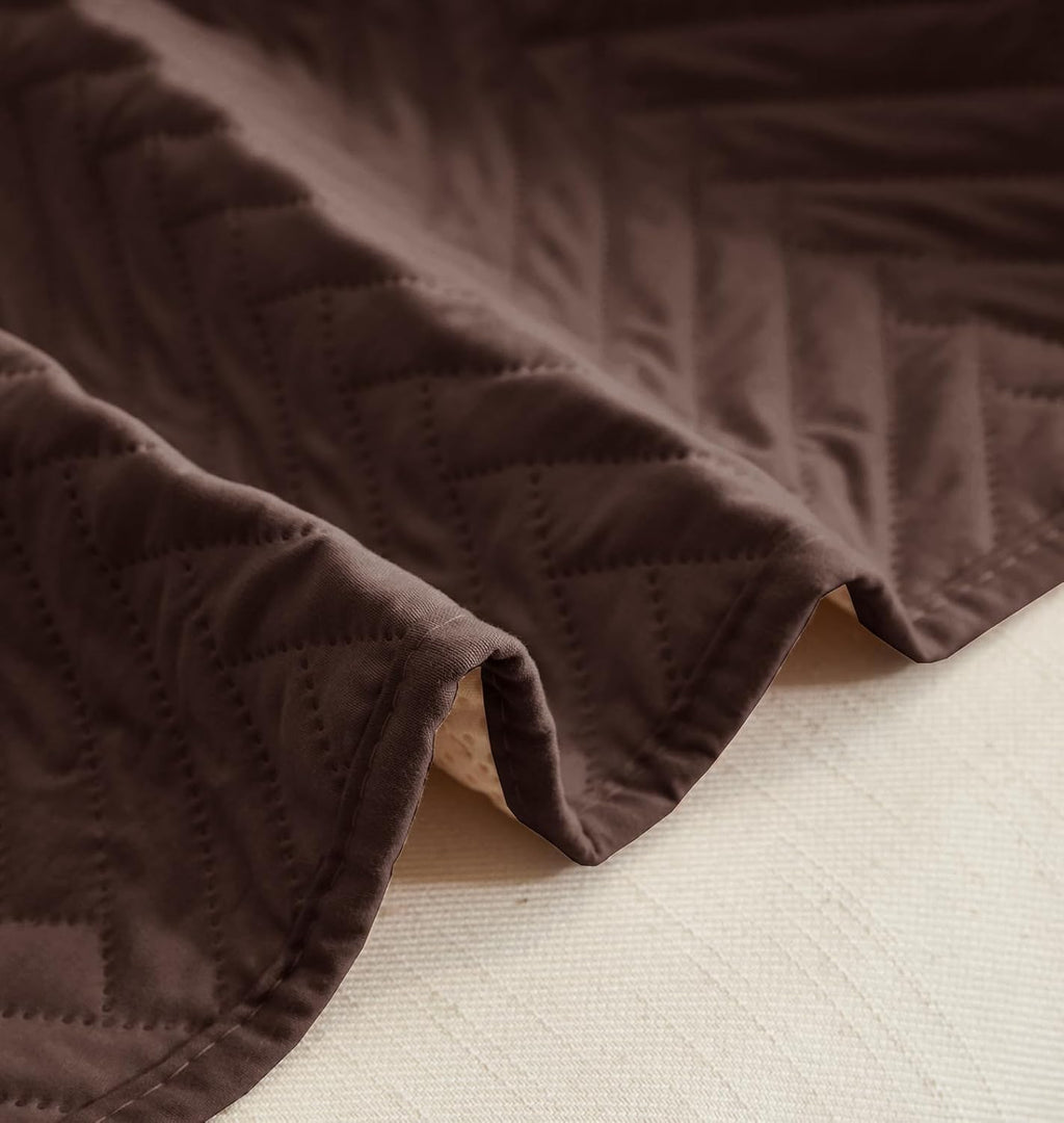 NON SLIP QUILTED SOFA PROTECTOR MAT - PLAIN BROWN