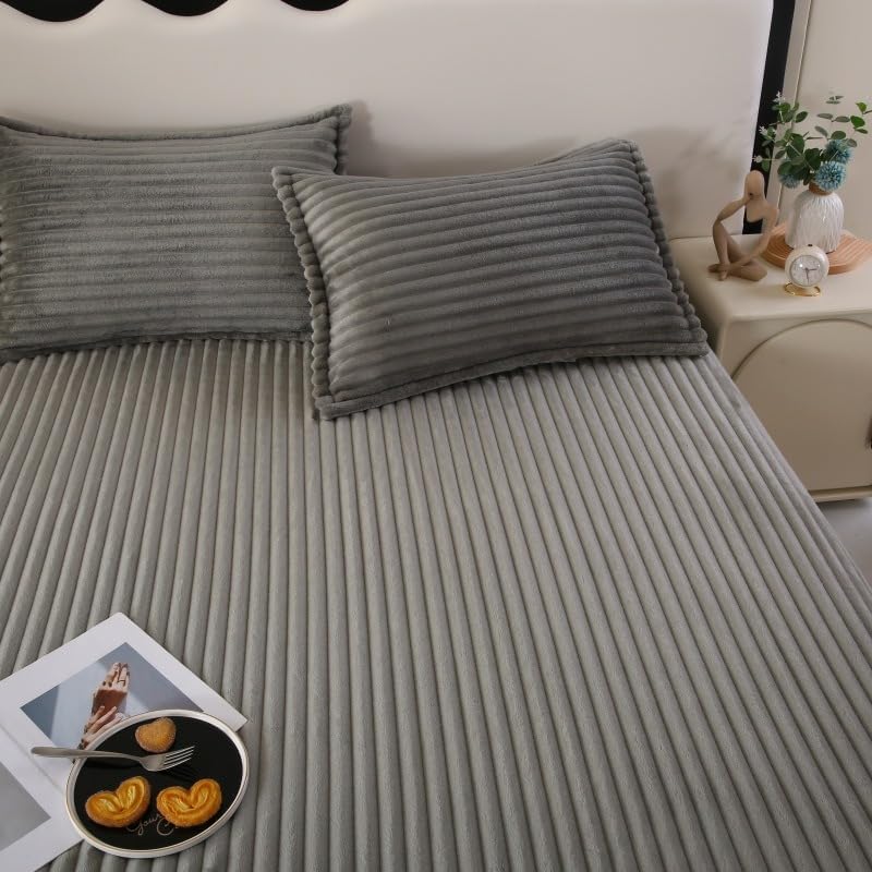 Luxe Rabbit Fur Fitted Sheet - Grey / KING SIZE (72X78)