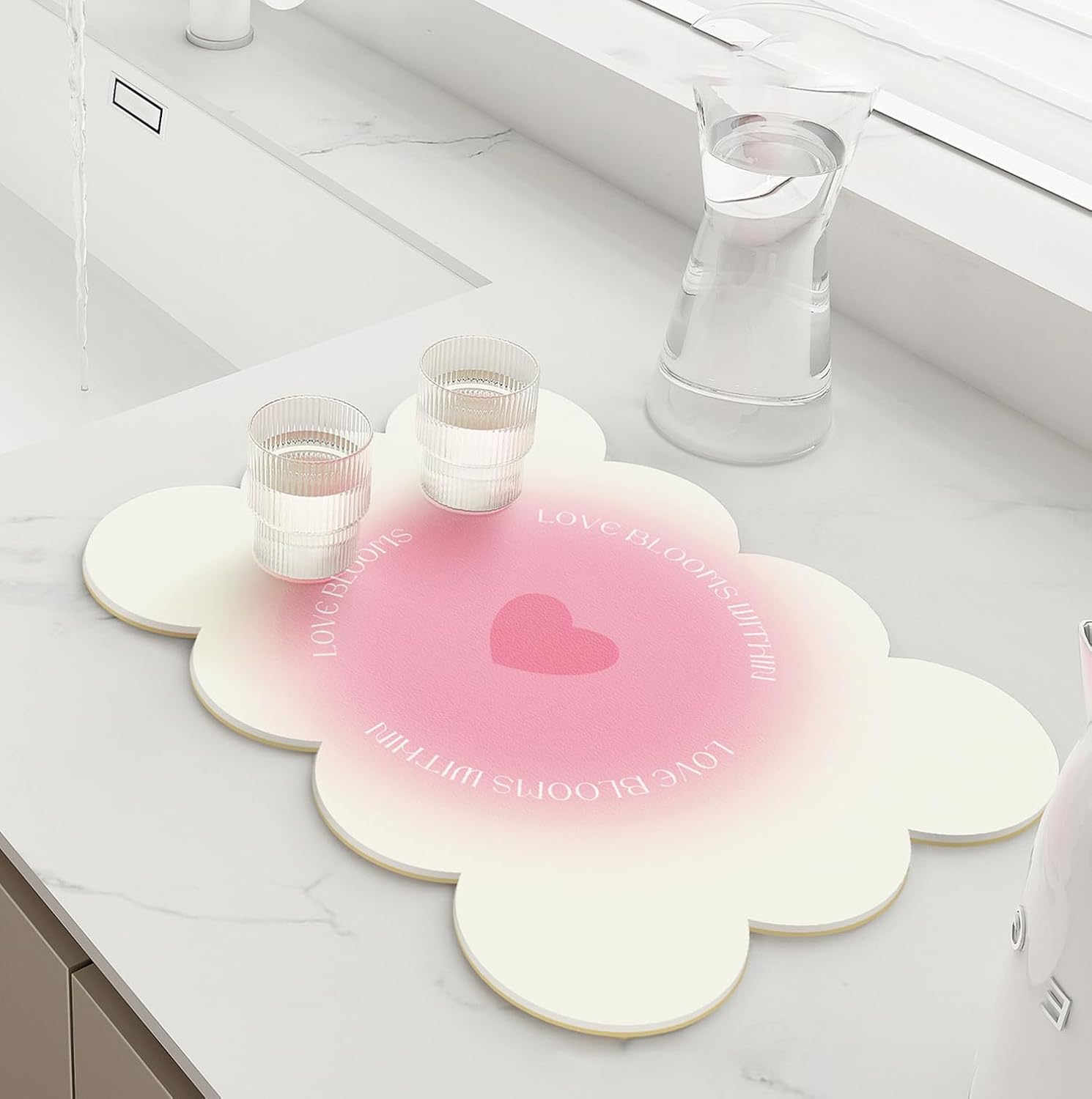 Printed Dish Drying Mat - Absorbent Drying Pad