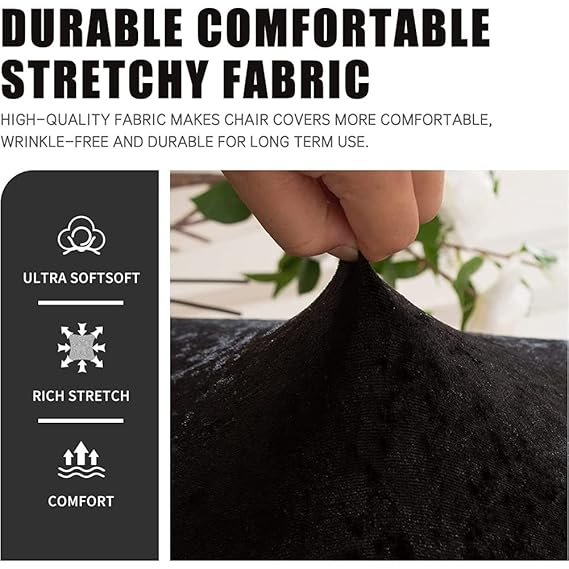 Tie-N-Dye Premium Wrinkle-Free Stretchable Chair Covers, Velvet Elegance Black (QHCC-112)