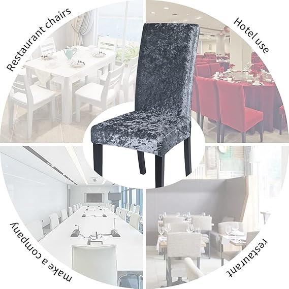Tie-N-Dye Premium Wrinkle-Free Stretchable | Washable Plain Velvet Chair Covers ,Grey (QHCC-093)