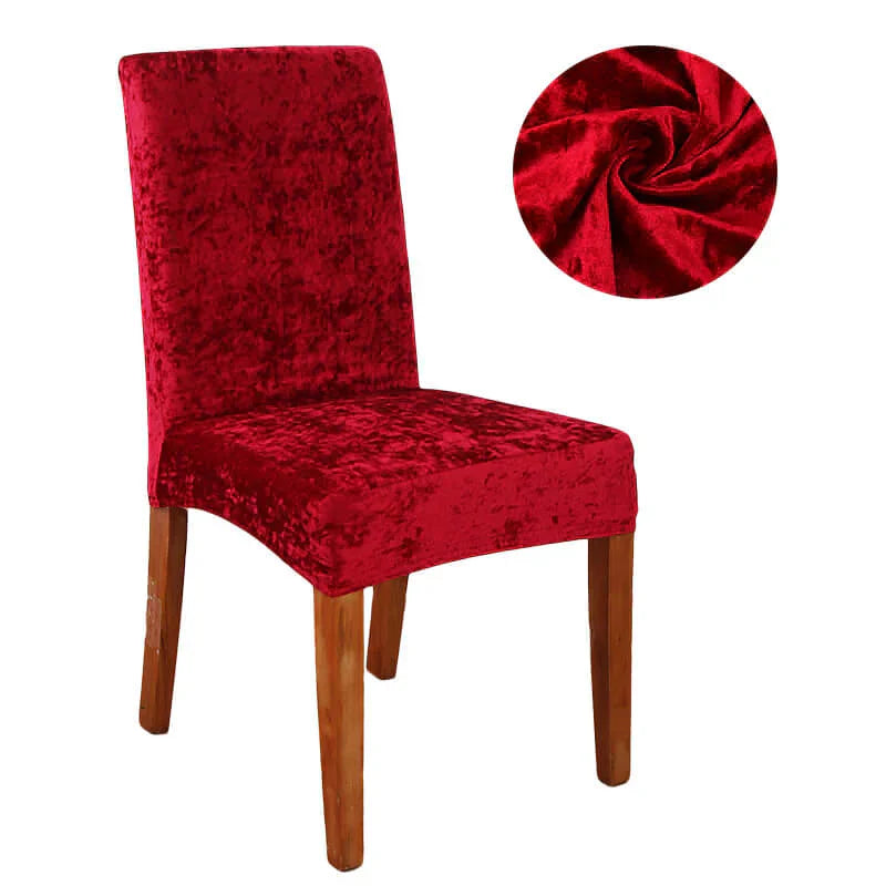 Tie-N-Dye Premium Wrinkle-Free Stretchable | Washable Plain Velvet Chair Covers Red (QHCC-141)