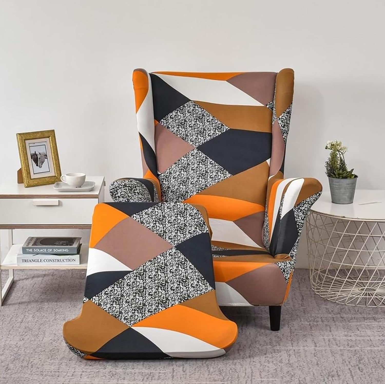 SnugFit Wingback Chair Slipcover - Prism Orange