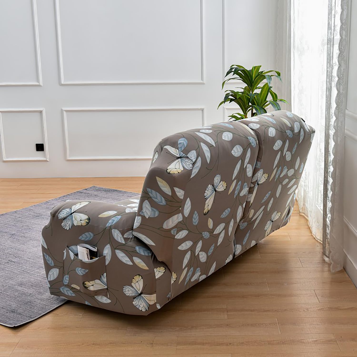 Premium Printed Recliner Sofa Cover : Grey Moroccan