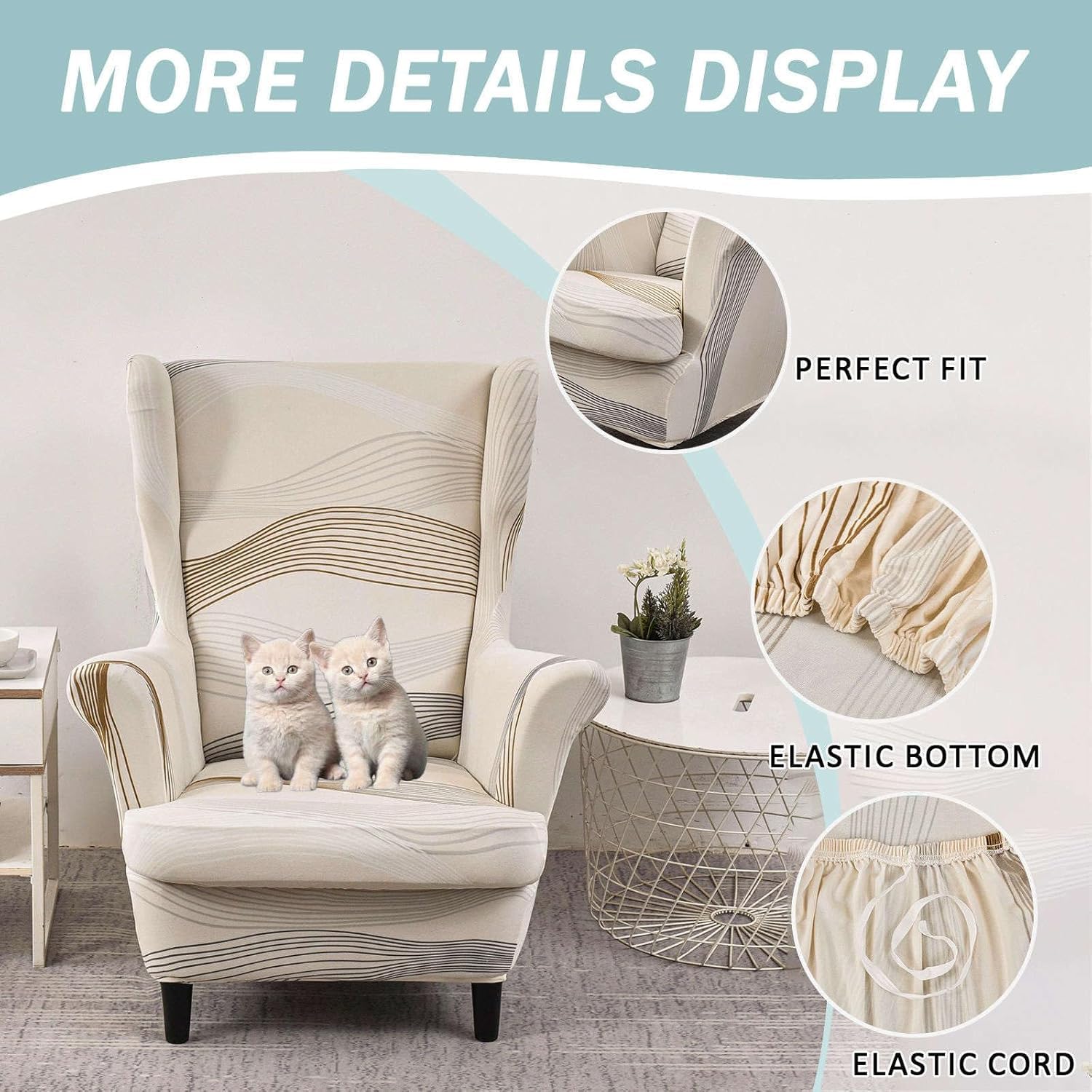 SnugFit Wingback Chair Slipcover - Wave Beige