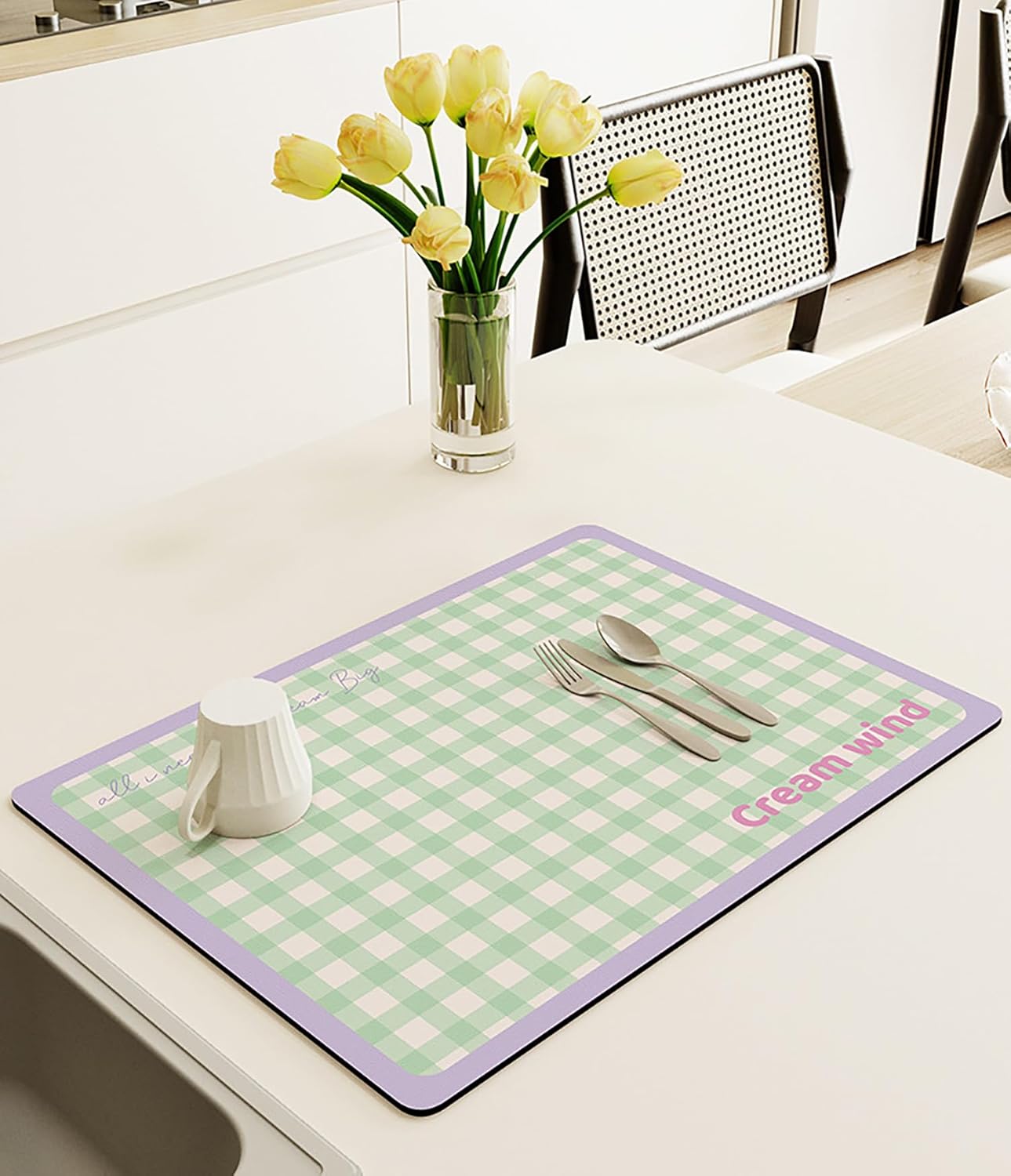 Printed Dish Drying Mat - Absorbent Drying Pad