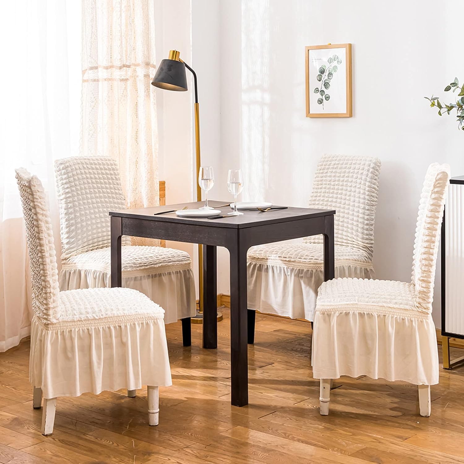 2025 Turkish Bubble Frill Chair Covers : Beige