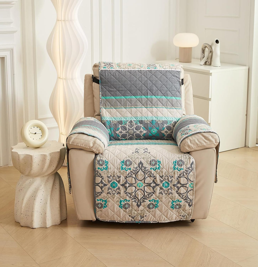 WATERPROOF QUILTED RECLINER COVER - BOHO GREEN