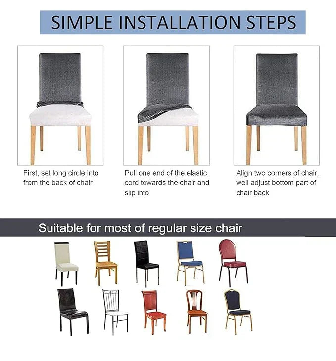 Tie-N-Dye Premium Wrinkle-Free Stretchable | Washable Plain Velvet Chair Covers |Dark Grey  (QHCC-170)
