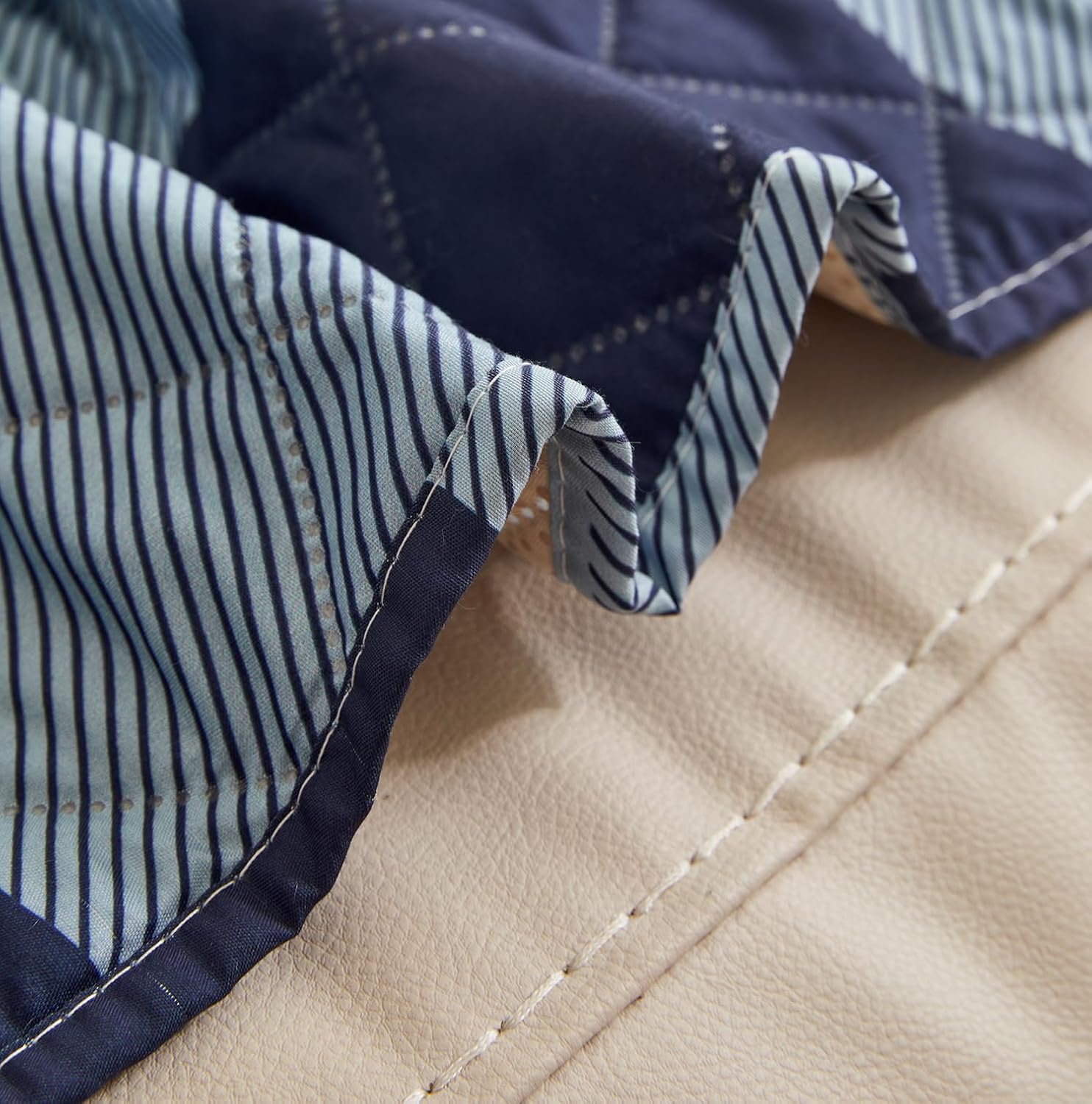 WATERPROOF QUILTED RECLINER COVER - CHECK BLUE