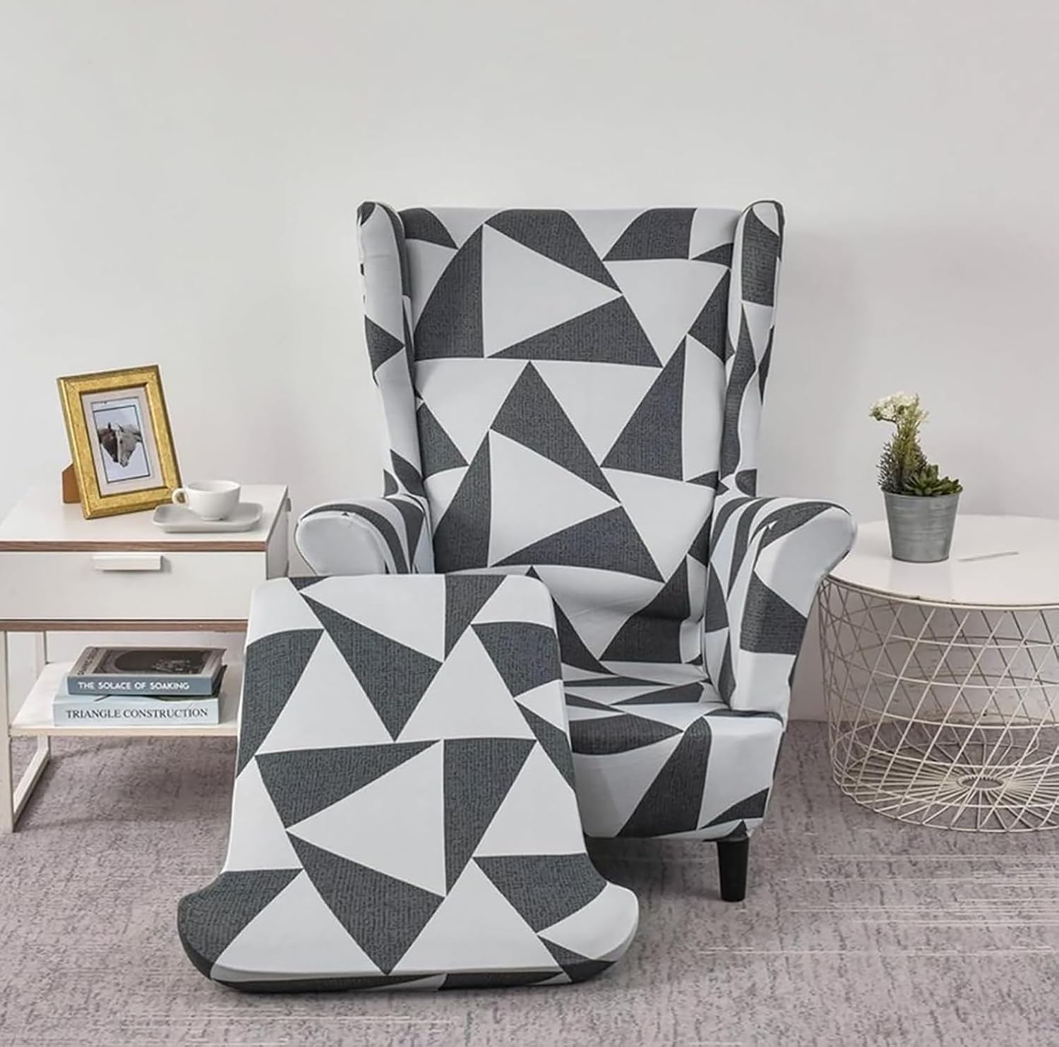 SnugFit Wingback Chair Slipcover - Silver Prism