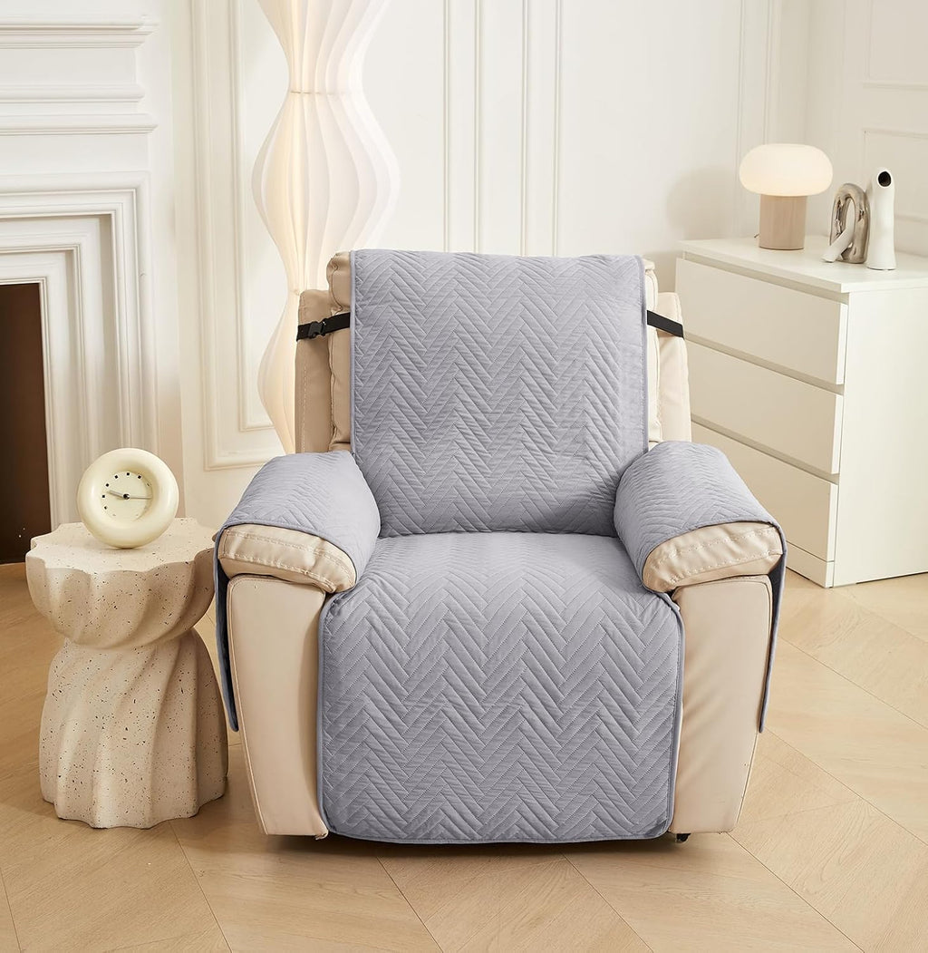 NON SLIP QUILTED SOFA PROTECTOR MAT - PLAIN GREY