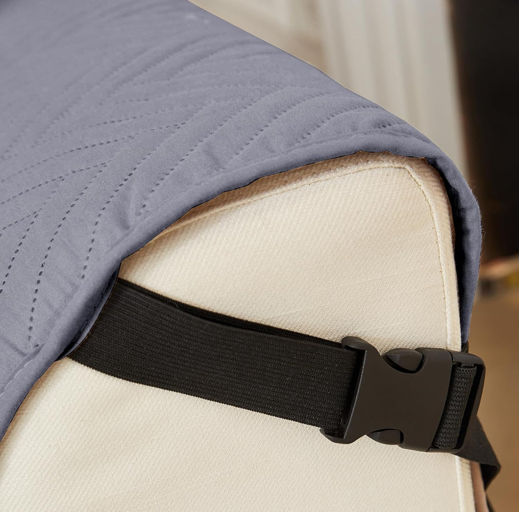 NON SLIP QUILTED SOFA PROTECTOR MAT - PLAIN GREY