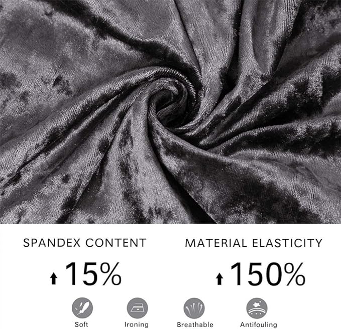 Tie-N-Dye Premium Wrinkle-Free Stretchable | Washable Plain Velvet Chair Covers ,Grey (QHCC-093)