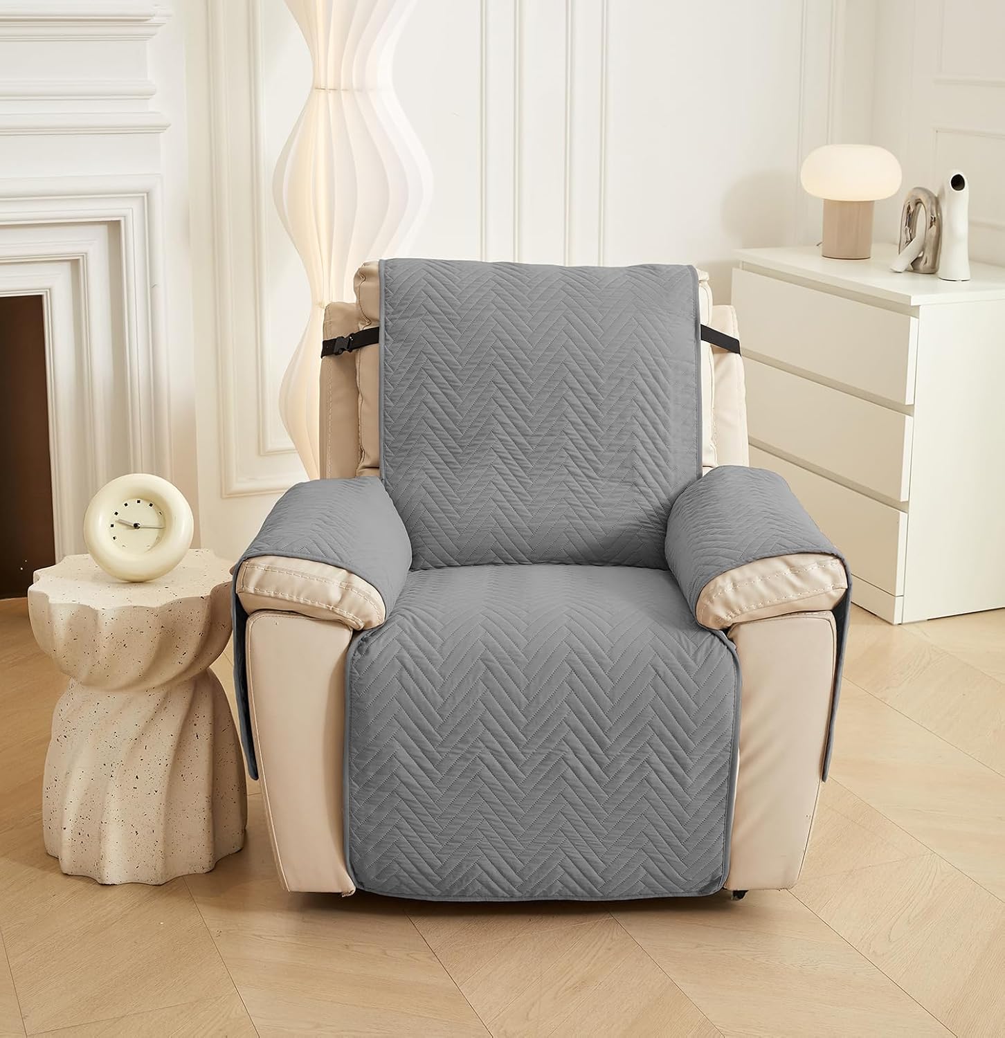 NON SLIP QUILTED SOFA PROTECTOR MAT - PLAIN CHARCOAL