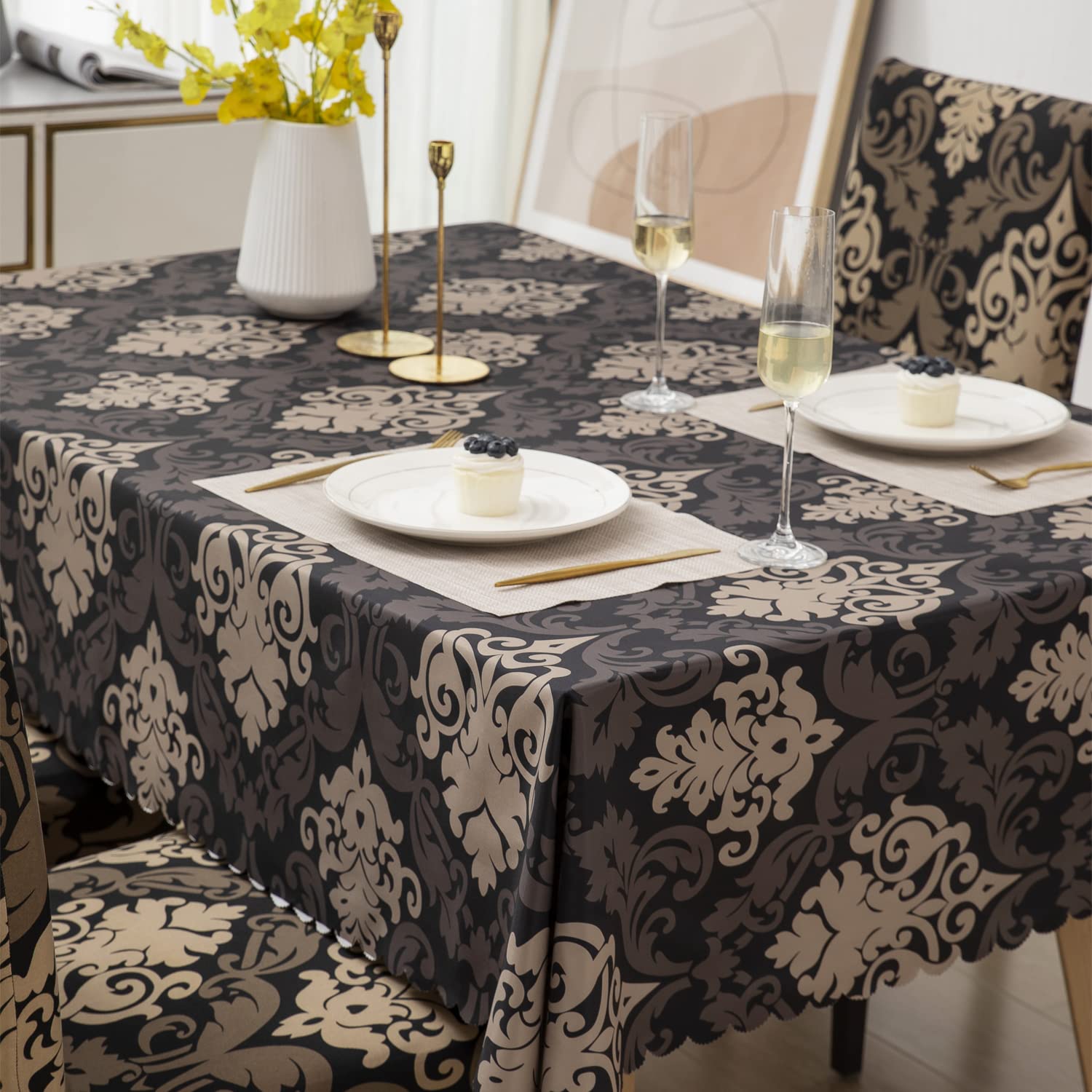 Premium Dining Table & Chair Cover Combo - Royal Black