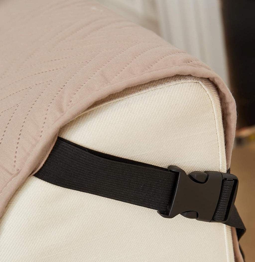 NON SLIP QUILTED SOFA PROTECTOR MAT - PLAIN BEIGE