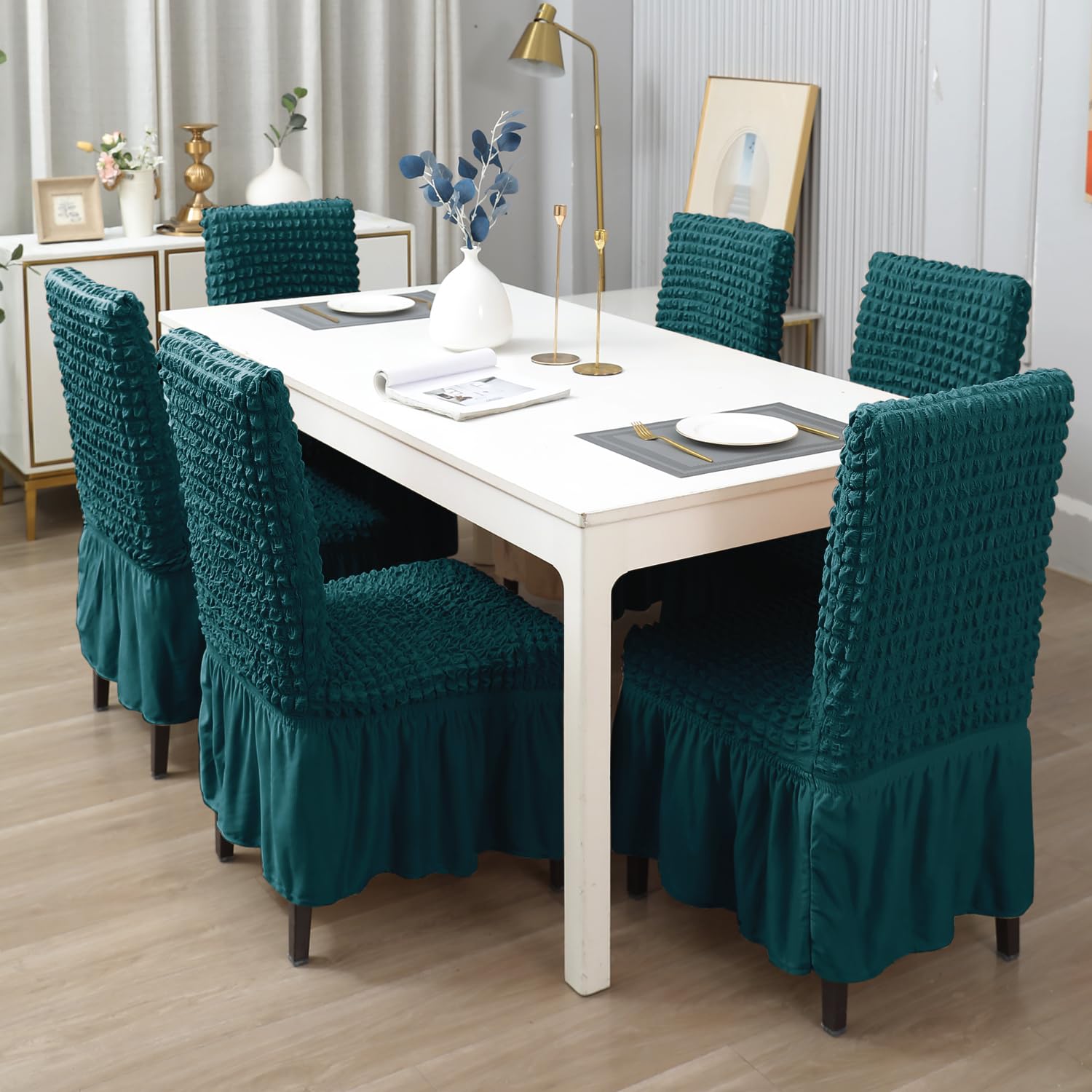 2025 Turkish Bubble Frill Chair Covers : Teal
