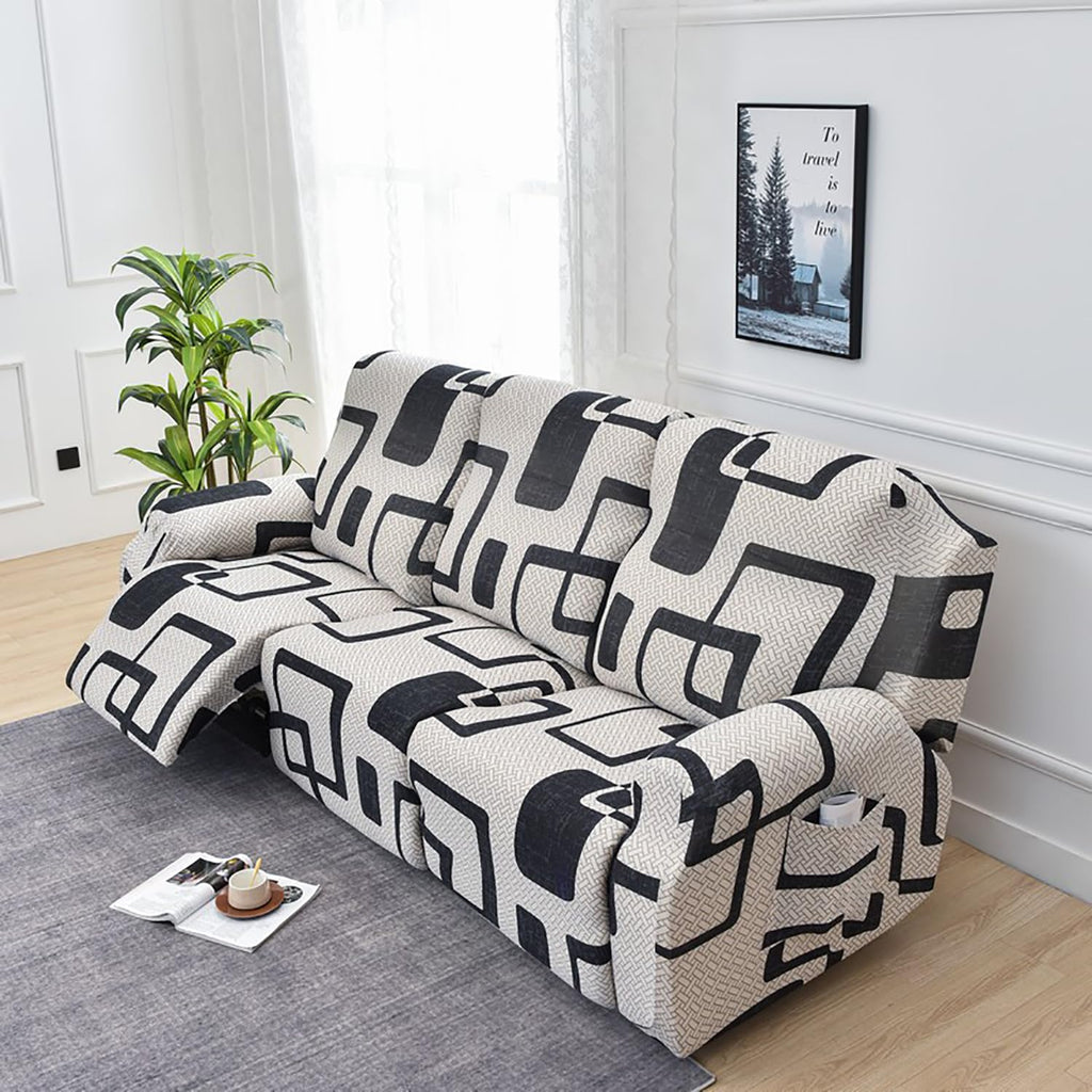 Premium Printed Recliner Sofa Cover : Luxe Monochrome