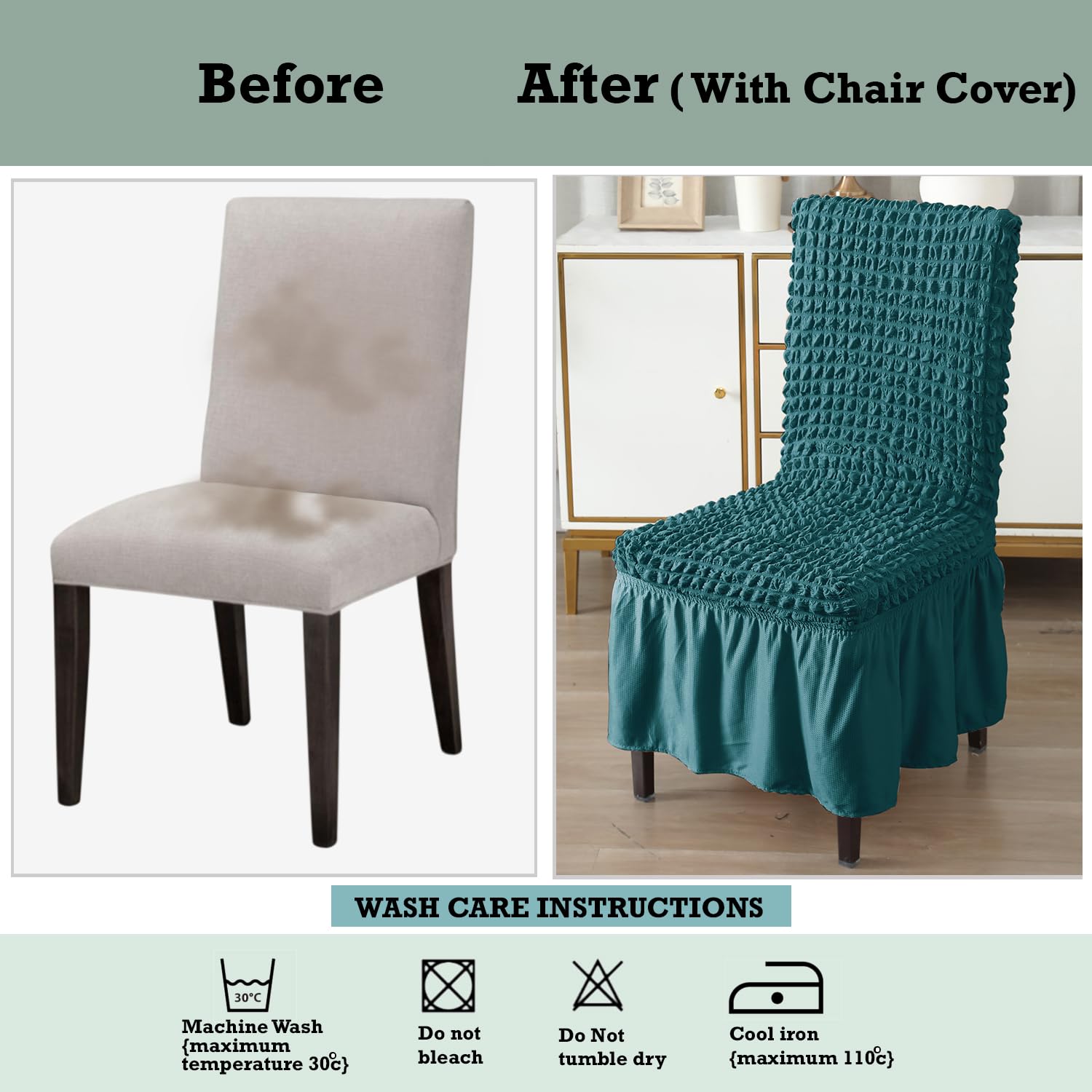 2025 Turkish Bubble Frill Chair Covers : Teal