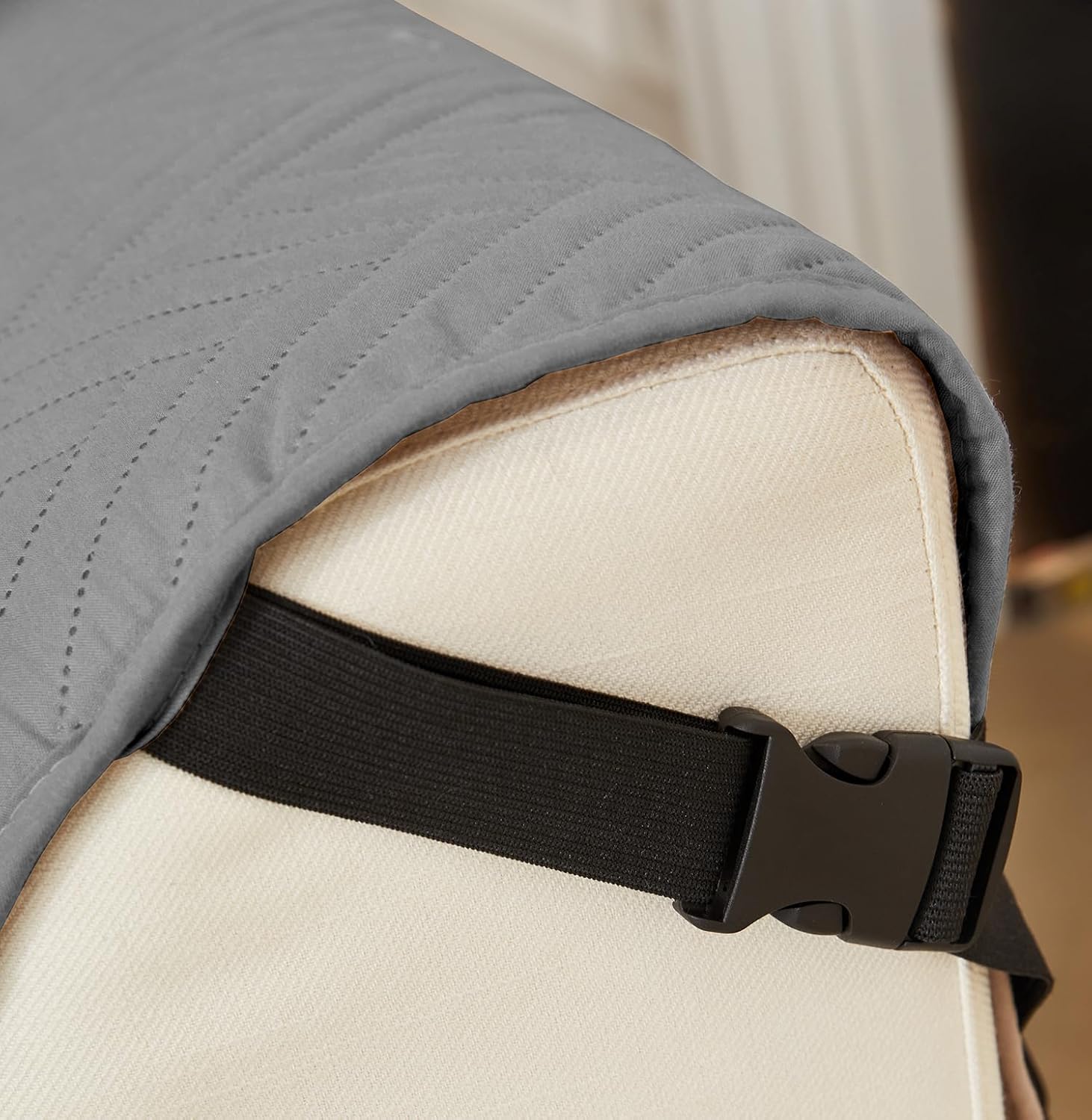 NON SLIP QUILTED SOFA PROTECTOR MAT - PLAIN CHARCOAL