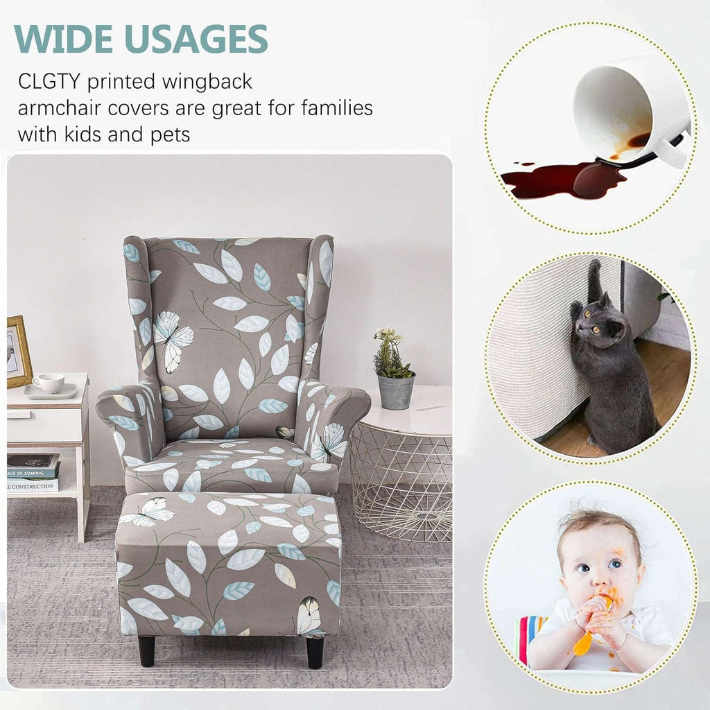 SnugFit Wingback Chair Slipcover - Grey Bliss