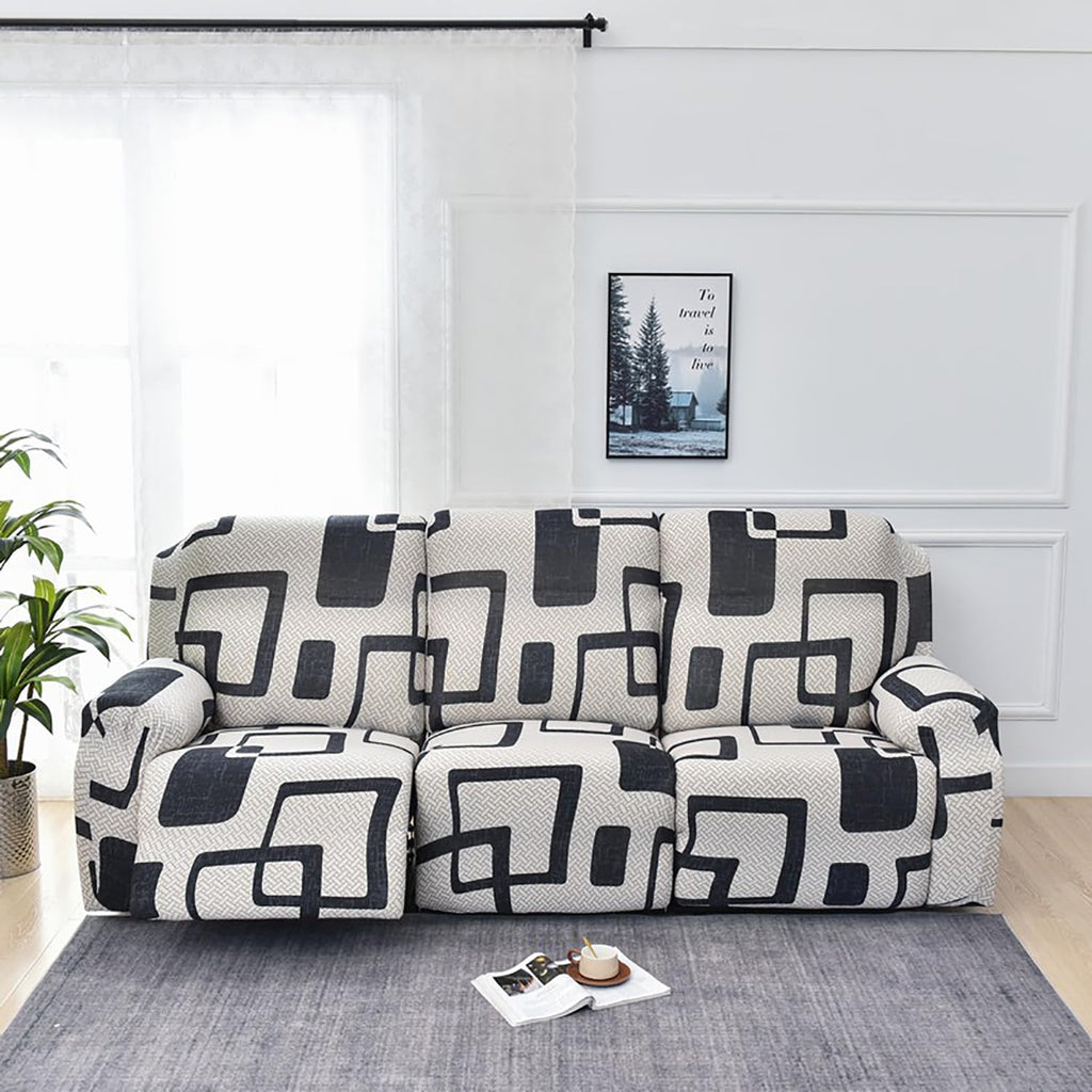 Premium Printed Recliner Sofa Cover : Luxe Monochrome