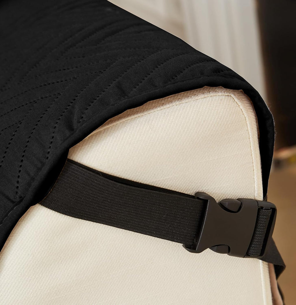 NON SLIP QUILTED SOFA PROTECTOR MAT - PLAIN BLACK