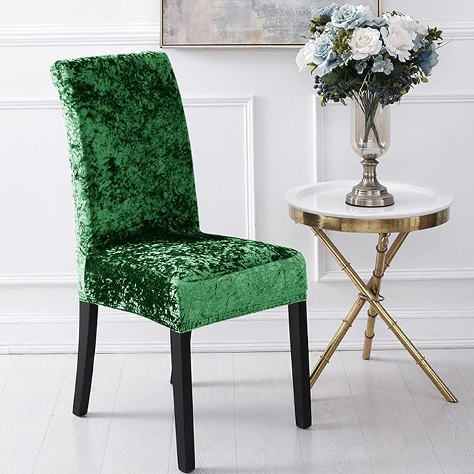 Tie-N-Dye Premium Wrinkle-Free Stretchable | Washable Plain|Velvet Chair Covers |Rama Green (QHCC-135)