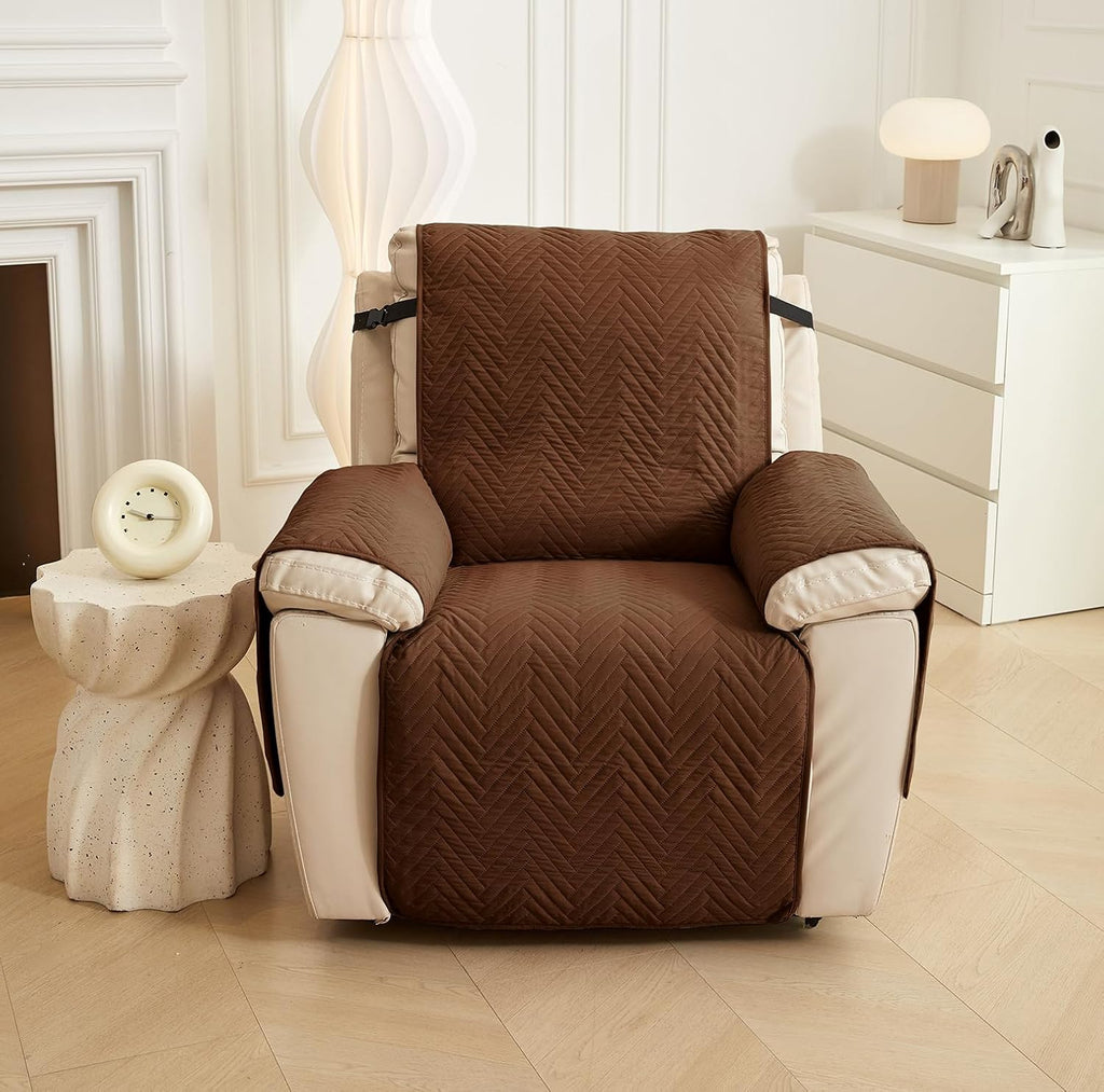 NON SLIP QUILTED SOFA PROTECTOR MAT - PLAIN BROWN