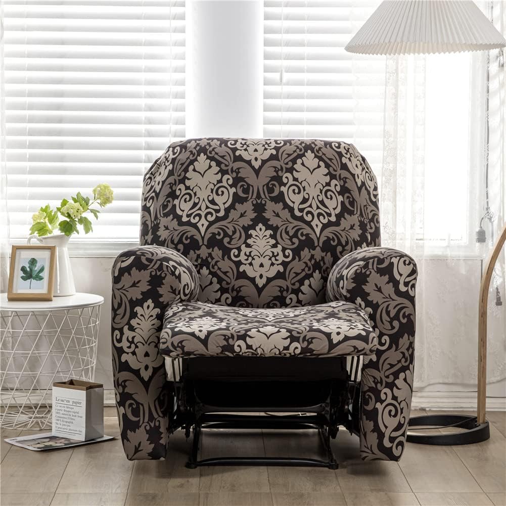 Premium Printed Recliner Sofa Cover : Royal Black