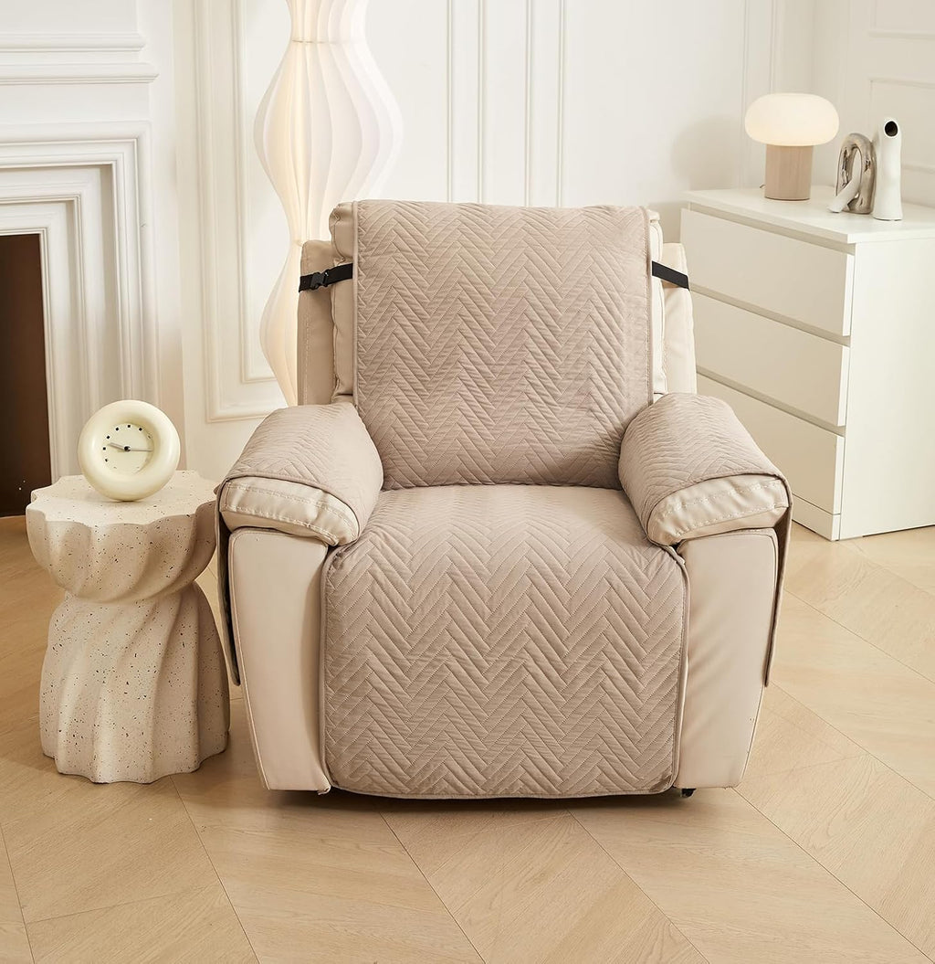 NON SLIP QUILTED SOFA PROTECTOR MAT - PLAIN BEIGE