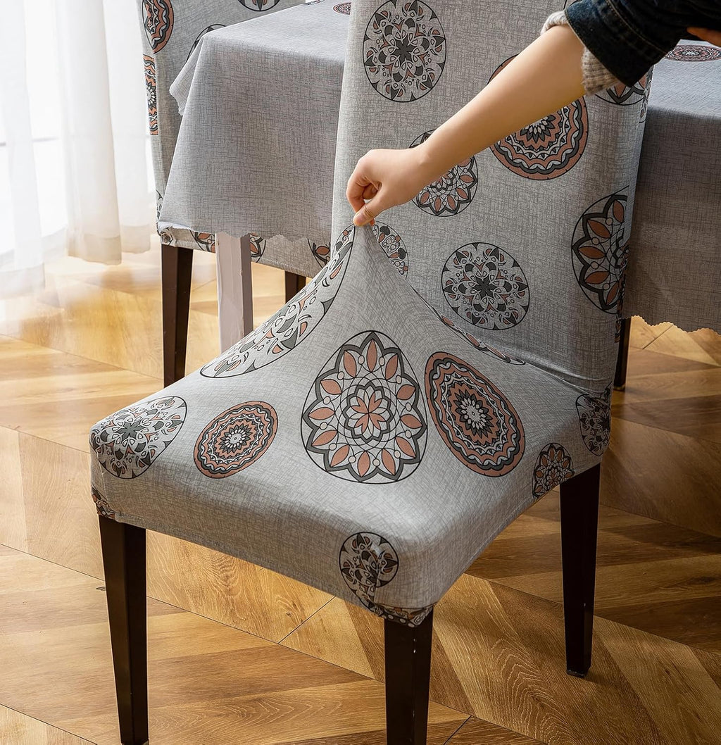 Premium Dining Table & Chair Cover Combo - Bronze Chakra