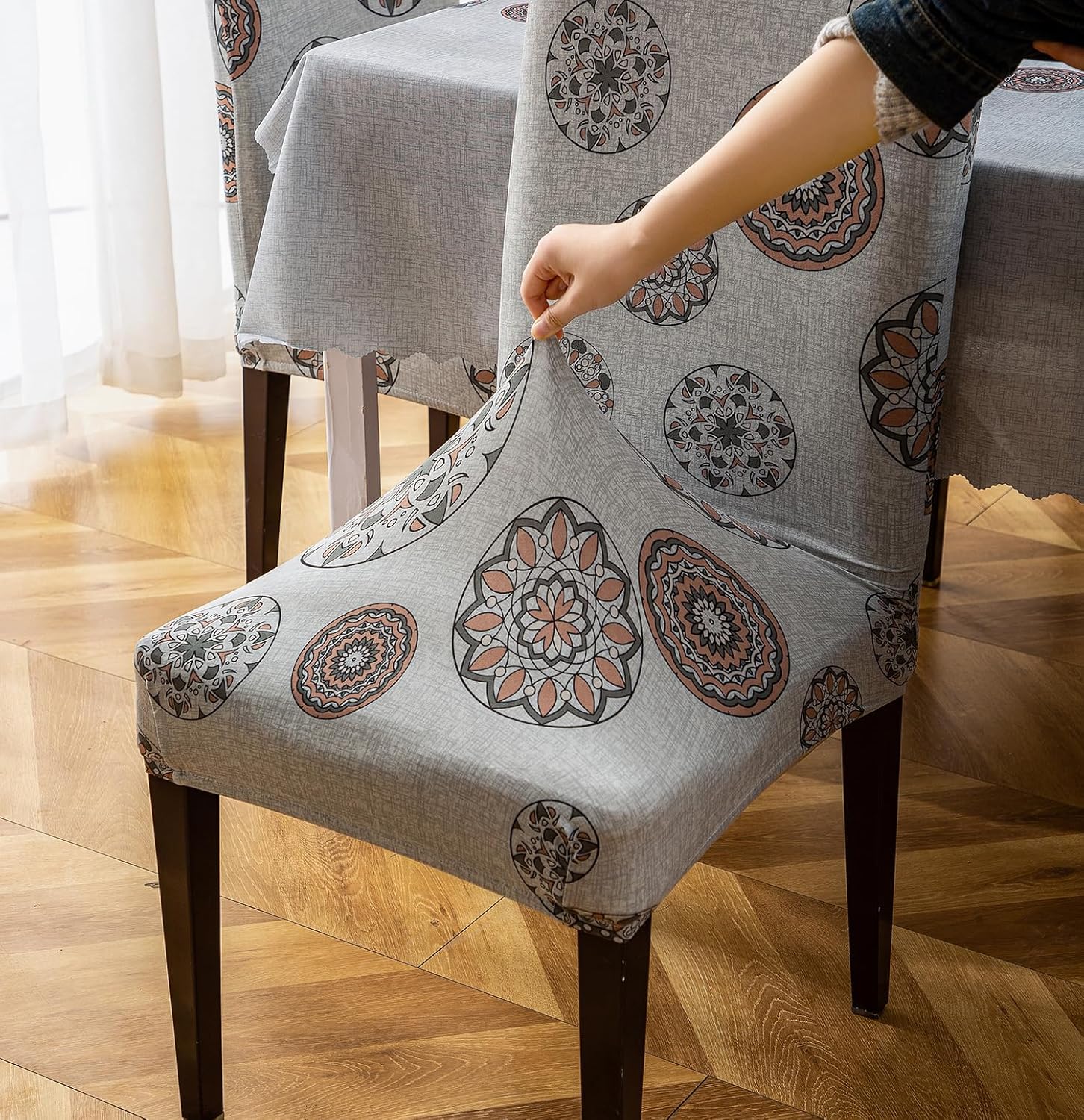 Premium Dining Table & Chair Cover Combo - Bronze Chakra