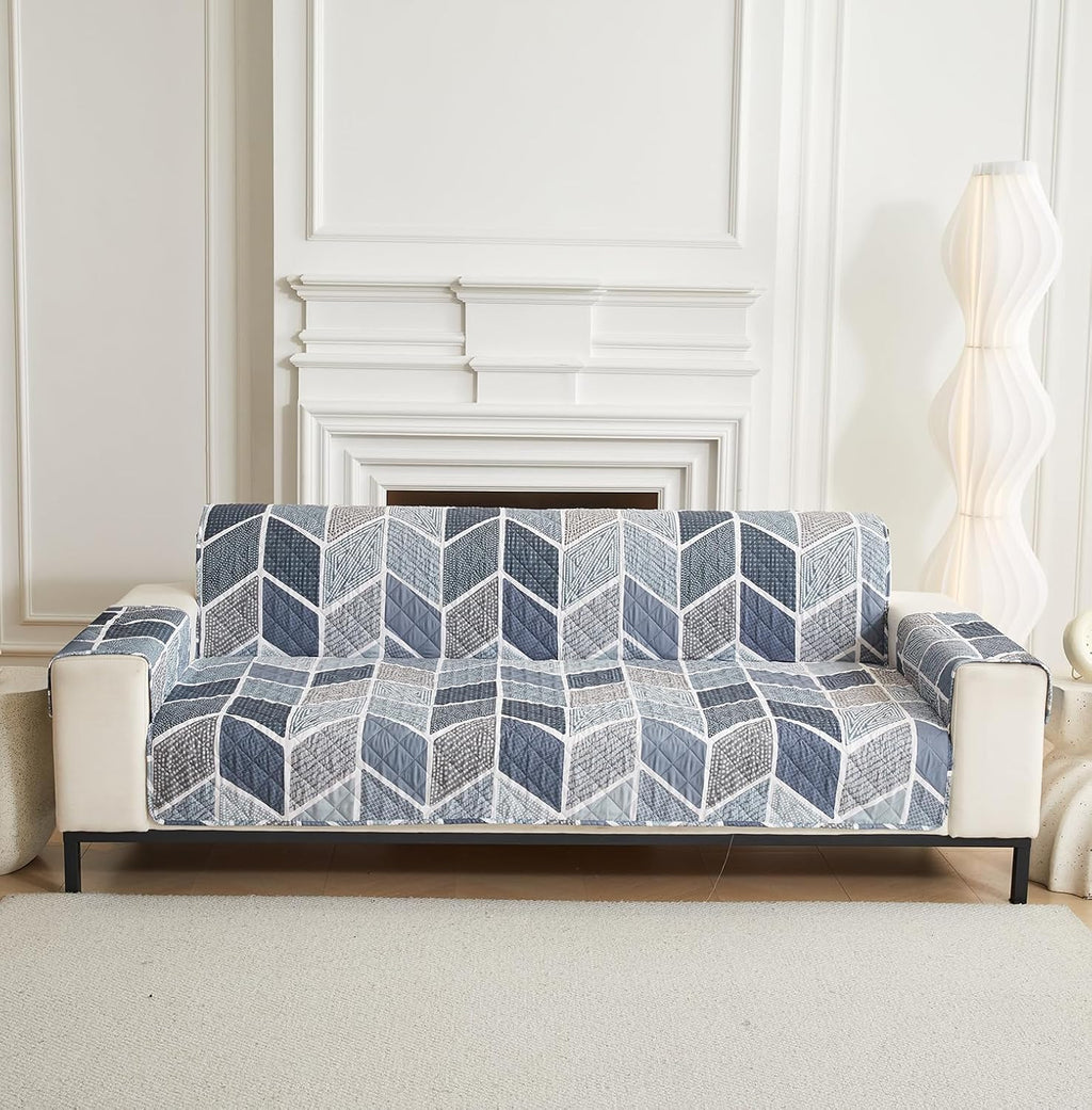 NON SLIP QUILTED SOFA PROTECTOR MAT - THICK PRINTED WITH STRAP